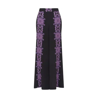 Rose & Nancy Women's Black / Pink / Purple Nancy Print Trouser In Black/pink/purple