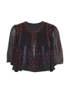 Rose & Nancy Women's Black / Red Anna Black Hand Beaded Cape Top In Multi