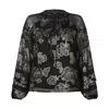Rose & Nancy Women's Black / Silver Dahlia Black Silver Blouse In Black/silver