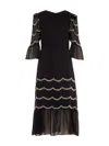 Rose & Nancy Women's Black / Silver Georgie Black And Silver Scallop Bead Midi Dress In Multi