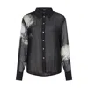 Rose & Nancy Women's Black / Silver Luna Placement Print Shirt In Black/silver