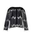 Rose & Nancy Women's Black / Silver Phoebie Black Silver Fringe Jacket In Multi