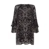 Rose & Nancy Women's Black / White Freya Print Flute Sleeve Mini In Black/white