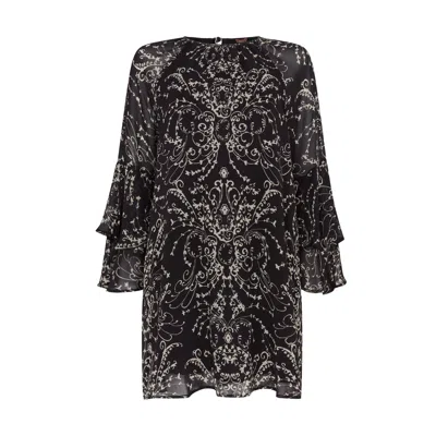 Rose & Nancy Women's Black / White Freya Print Flute Sleeve Mini In Black/white