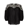 Rose & Nancy Women's Black / White Rhea Black Boho Lace Top In Black/white