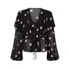 Rose & Nancy Women's Black / White Saphi Spot Frill Blouse In Black/white