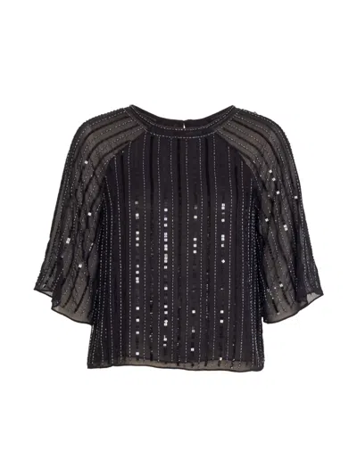 Rose & Nancy Women's Blue Aurora Sequin Top