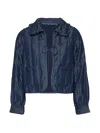 Rose & Nancy Women's Blue Beatrix Bow Embroidered Denim Quilted Jacket In Blue