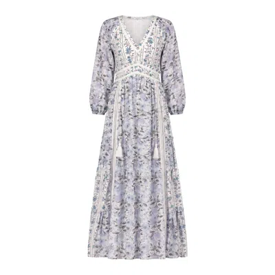 Rose & Nancy Women's Blue Farrah Mix Print Maxi Dress