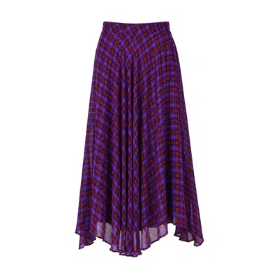 Rose & Nancy Women's Blue Monica Check Maxi Skirt In Multi