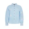 Rose & Nancy Women's Blue / White Flo Poplin Blue Stripe Embroidered Shirt