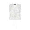 Rose & Nancy Women's Blue / White Nell White Cotton Printed Floral Waistcoat In Blue/white
