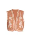 Rose & Nancy Women's Brown Lisa Embroidered Mocha Waistcoat