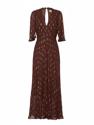 Rose & Nancy Women's Brown Talia Chocolate Fudge Sparkle Maxi Dress