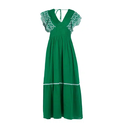 Rose & Nancy Women's Eleanor Green Cotton Maxi Dress