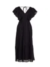 Rose & Nancy Women's Elleanor Heart Lace Trim Black Maxi Dress