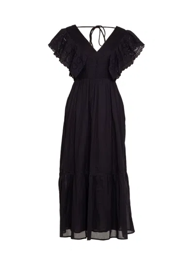 Rose & Nancy Women's Elleanor Heart Lace Trim Black Maxi Dress
