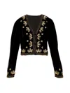 Rose & Nancy Women's Gold / Black Celeste Black Velvet Embellished Trophy Jacket In Black