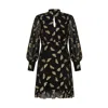 Rose & Nancy Women's Gold / Black Wren Gold Feather Mini Dress In Gold/black