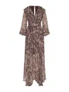 Rose & Nancy Women's Gold / Pink Lizzie Snake Sparkle Print Maxi Dress In Multi
