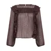 Rose & Nancy Women's Gold / Red Eva Chiffon Ruffle Blouse In Gold/red