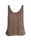 Rose & Nancy Women's Grey / Brown Selene Mink Sequin Vest In Grey/brown