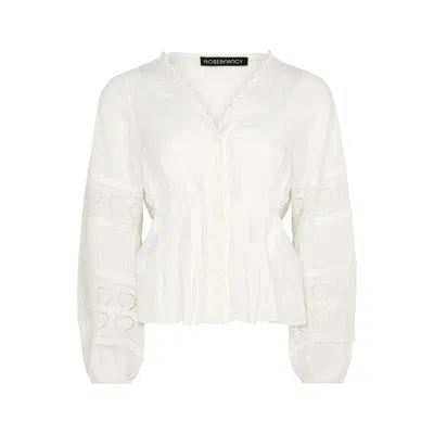 Rose & Nancy Women's Harri White Cotton Heart Lace Blouse