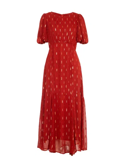 Rose & Nancy Women's Hazel Sparkle Tan Brown Maxi Dress In Red