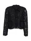 Rose & Nancy Women's Lina Black Lace Velvet Trim Jacket In Black