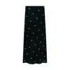 Rose & Nancy Women's Mila Green Velvet Embroidered Skirt In Green