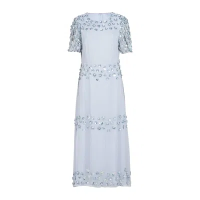 Rose & Nancy Women's Morena Soft Blue Hand Embellished Midi Dress