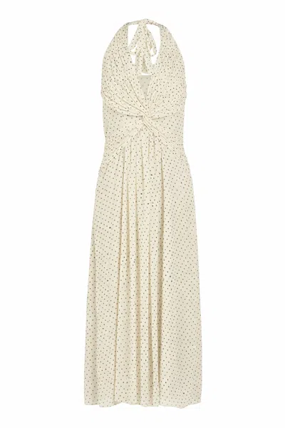 Rose & Nancy Women's Neutrals Sophi Spot Print Halter Neck Maxi Dress
