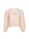 Rose & Nancy Women's Pink / Purple Helen Pink Heart Embroidery Collar Blouse