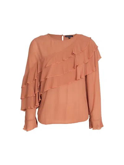 Rose & Nancy Women's Pink / Purple Isla Frill Blouse In Pink/purple