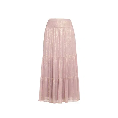 Rose & Nancy Women's Pink / Purple Mira Mink Pink Shimmer Maxi Skirt