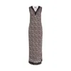 Rose & Nancy Women's Pink / Purple Olivia Grey Print Sparkle Lace Trim Dress In Pink/purple