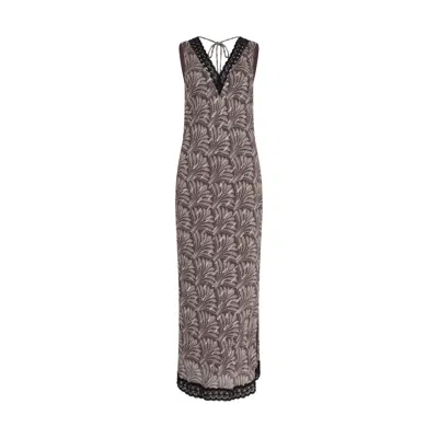 Rose & Nancy Women's Pink / Purple Olivia Grey Print Sparkle Lace Trim Dress In Pink/purple