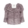 Rose & Nancy Women's Pink / Purple Olivia Pink Print Sparkle Frill Blouse In Pink/purple