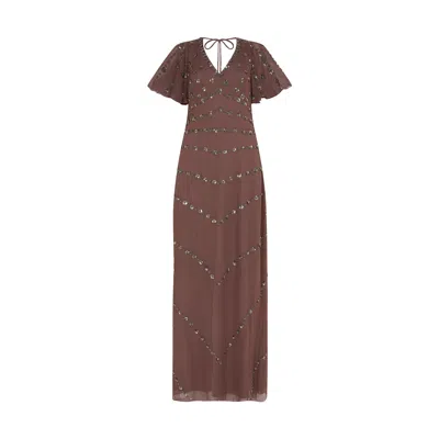 Rose & Nancy Women's Pink / Purple Rose Mink Sequin Maxi Dress In Pink/purple