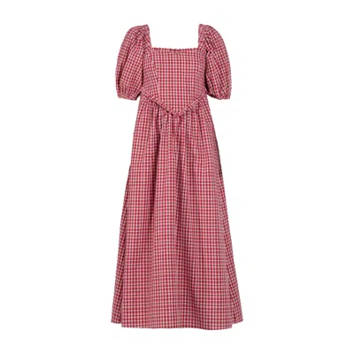 Rose & Nancy Women's Pink / Red Karri Heart Check Dress In Multi