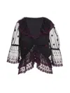 Rose & Nancy Women's Samira Blackn Berry Embroidered Lace Blouse In Black