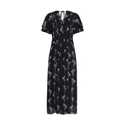 Rose & Nancy Women's Sophia Spring Berry Black Frill Dress