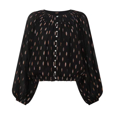 Rose & Nancy Women's Talia Black Blouson Blouse