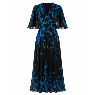 Rose & Nancy Women's Talia Black Feather Print Maxi Dress In Animal Print