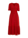 Rose & Nancy Women's Wendy Brown Rust Beaded Detail Maxi Dress In Red
