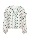 Rose & Nancy Women's White Joyce Cream Daisy Print Scallop Edge Blouse In White