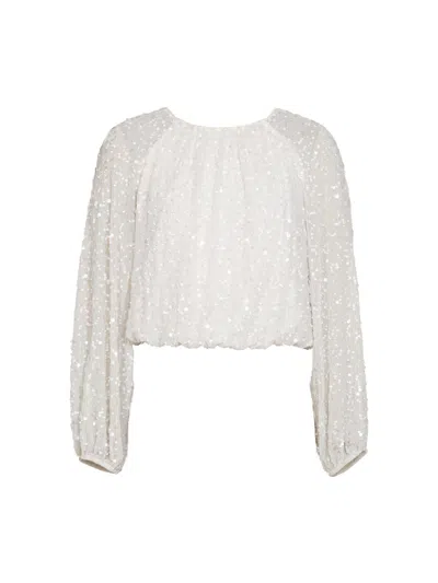 Rose & Nancy Women's White Zara Ivory Sequin Blouse