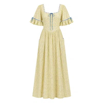 Rose & Nancy Women's Yellow Mori Lemon Print Maxi Dress