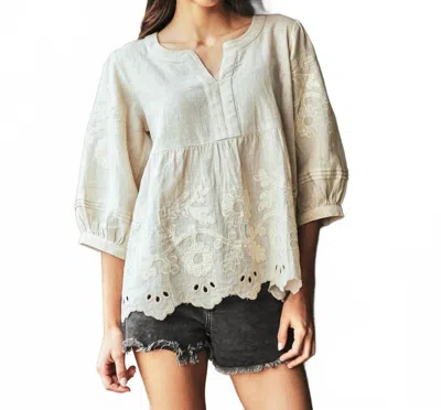 Rose & Rose Daisy Eyelet Blouse In Cream In White