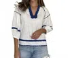 Rose & Rose Farrington V Neck Blouse In White In White